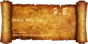 Hohl Béla névjegykártya